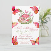 Chic Mushrooms Butterfly Dotted Baby Dusche Einladung (Stehend Vorderseite)