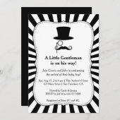 Chic Mustache Gentleman Babydusche Einladung (Vorne/Hinten)