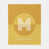 Chic Mustard Yellow Geometric Modern Monogram Fleecedecke (Vorderseite)