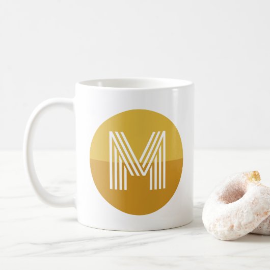 Chic Mustard Yellow Geometric Modern Monogram Kaffeetasse (Mit Donut)