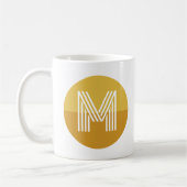 Chic Mustard Yellow Geometric Modern Monogram Kaffeetasse (Links)