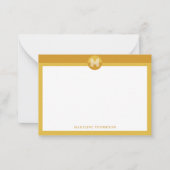 Chic Mustard Yellow Geometric Modern Monogram Mitteilungskarte (Vorderseite)