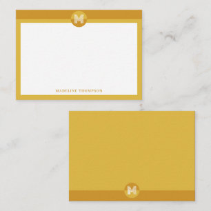 Chic Mustard Yellow Geometric Modern Monogram Mitteilungskarte