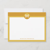 Chic Mustard Yellow Geometric Modern Monogram Mitteilungskarte (Vorderseite)