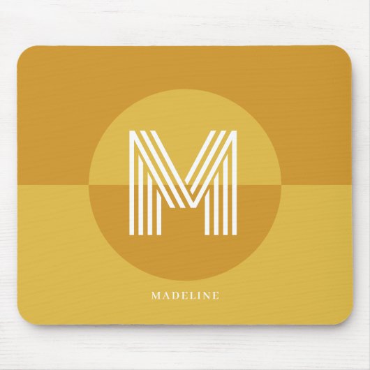 Chic Mustard Yellow Geometric Modern Monogram Mousepad (Vorne)