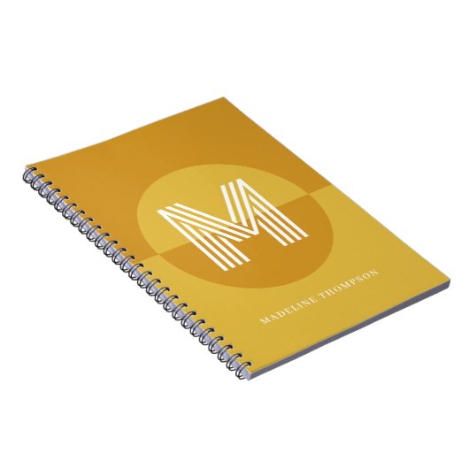 Chic Mustard Yellow Geometric Modern Monogram Notizblock (Rechte Seite)