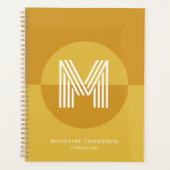 Chic Mustard Yellow Geometric Modern Monogram Planer (Vorderseite)