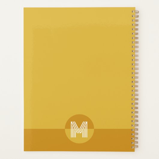 Chic Mustard Yellow Geometric Modern Monogram Planer (Rückseite)