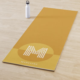 Chic Mustard Yellow Geometric Modern Monogram Yogamatte