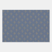 Chic Mutes Blue Ivory & Gold Star Geschenkpapier Set (Vorderseite)