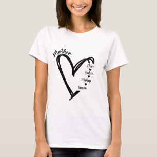 Chic Mütter Tagesherz mit 4 Kindernamen T-Shirt
