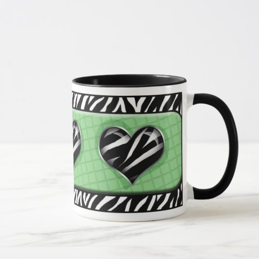 Chic My Heart Green Zebra Print Tasse (Rechts)