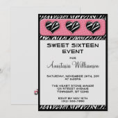 Chic My Heart Zebra Print Pink Birthday lädt ein Einladung (Vorne/Hinten)