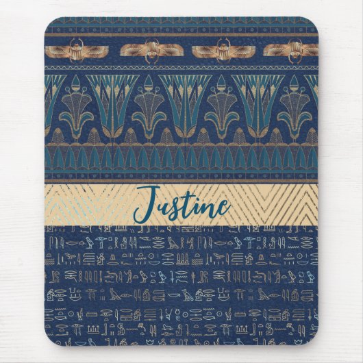 Chic Mysteritian Lotus Scarab Hieroglyphen Mousepad (Vorne)