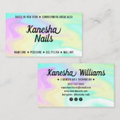 Chic Nagelsalon holografisch farbenfrohe Marmorgla Visitenkarte (Vorne/Hinten)