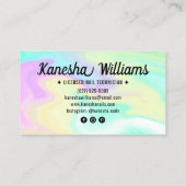 Chic Nagelsalon holografisch farbenfrohe Marmorgla Visitenkarte (Rückseite)