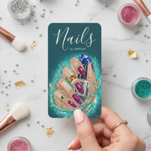 Chic Nagelstudio Manicurist Künstler Dunkelgrün Visitenkarte