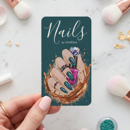 Chic Nail Art Studio Manicurist Artist Dark Green Visitenkarte