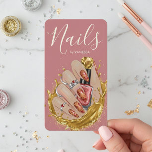 Chic Nail Art Studio Maniküre Künstlerin Blush Pin Visitenkarte