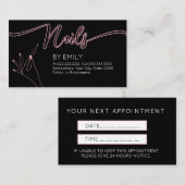 Chic nail salon Manicurist Blush Pink Terminkarte (Vorne/Hinten)