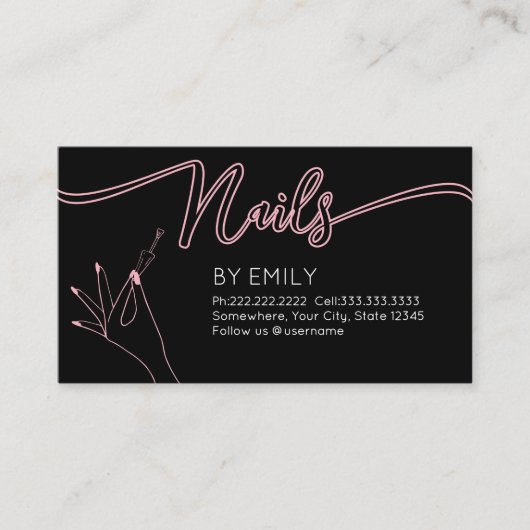 Chic nail salon Manicurist Blush Pink Terminkarte (Vorderseite)
