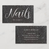 Chic Nails Typografie Black Glitzer Visitenkarte (Vorne/Hinten)