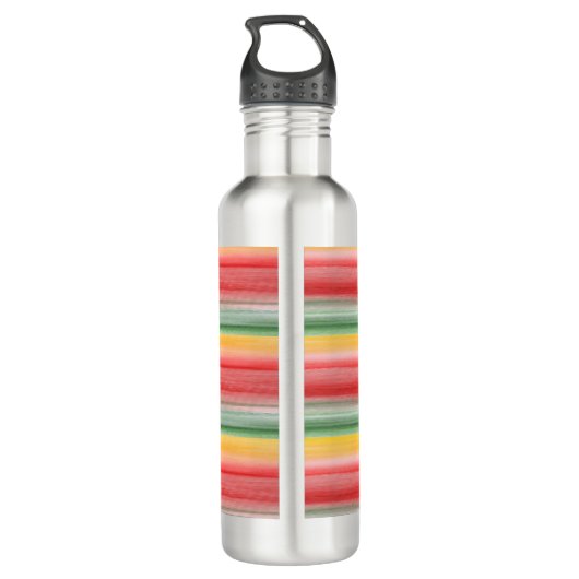 Chic Name and Monogram on Stripes Edelstahlflasche (Rückseite)