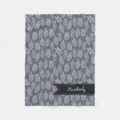 Chic Name mit elegantem Slate Gray Blätter Muster Fleecedecke (Vorderseite)