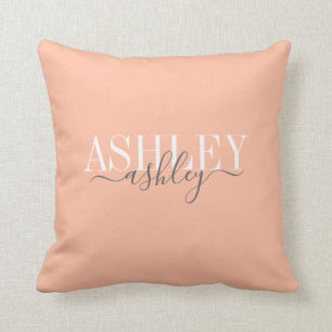 chic Name Monogram Cantaloupe Gray Elegant Kissen
