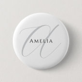 Chic Name Monogram Initial Letter Calligrafy Button (Vorderseite)