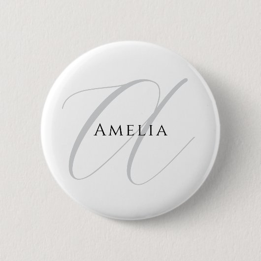 Chic Name Monogram Initial Letter Calligrafy Button (Vorderseite)