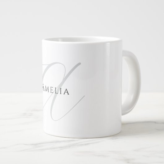 Chic Name Monogram Initial Letter Calligrafy Jumbo-Tasse (Vorderseite Rechts)