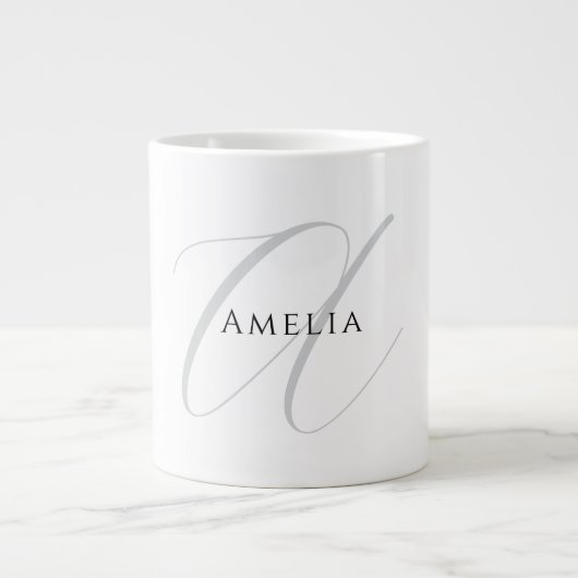 Chic Name Monogram Initial Letter Calligrafy Jumbo-Tasse (Vorderseite)
