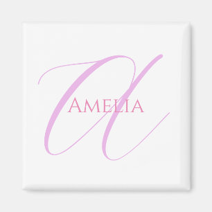 Chic Name Monogram Initial Letter Calligrafy Magnet