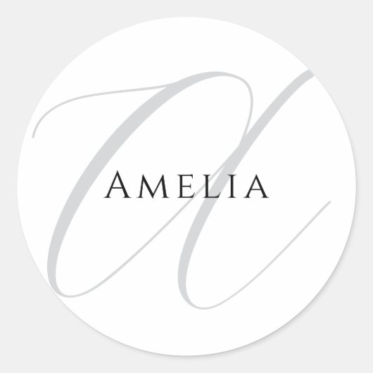 Chic Name Monogram Initial Letter Calligrafy Runder Aufkleber (Vorderseite)