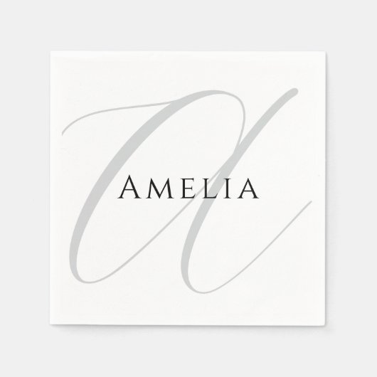 Chic Name Monogram Initial Letter Calligrafy Serviette (Vorderseite)