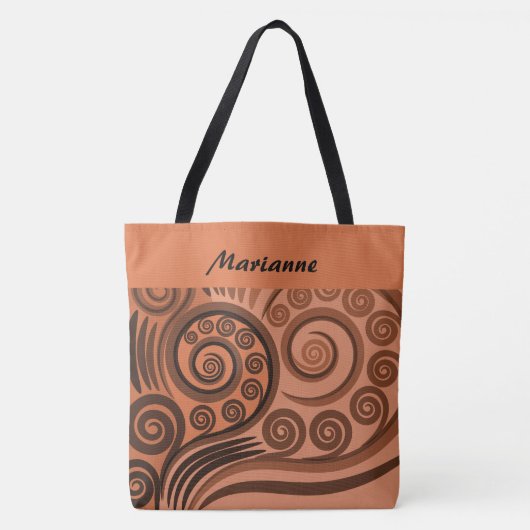 Chic Named Orange-Brown Fern Koru Curls Tasche (Vorderseite)