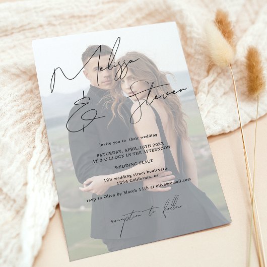Chic Names Skript Kalligrafie Foto Hochzeit Einladung