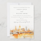 Chic Nashville City Skyline Watercolor Verlobung Einladung (Vorderseite)
