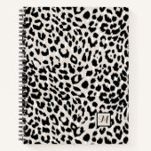 Chic Natural and Black Animal Print mit Monogram Notizblock (Vorderseite)