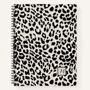 Chic Natural and Black Animal Print mit Monogram Notizblock