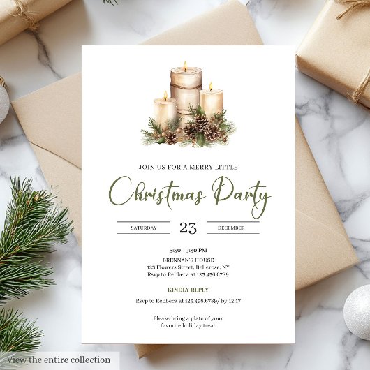 Chic Natural Palette Beige Minimal Christmas Party Einladung