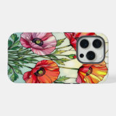 Chic nature lovers cute poppies stained Glass iPhone Hülle (Rückseite (Horizontal))