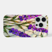 Chic nature lovers lavender sprigs stained Glass iPhone Hülle (Rückseite (Horizontal))