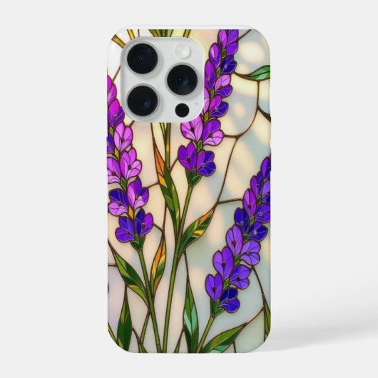 Chic nature lovers lavender sprigs stained Glass iPhone Hülle (Rückseite)