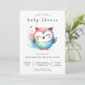 Chic Nature Owl Baby Dusche Einladung (Stehend Vorderseite)