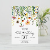 Chic Nature Wildblumen 40. Geburtstag Einladung (Stehend Vorderseite)