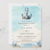 Chic Nautical Anchor Beach Modern Engagement Party Einladung (Vorderseite)