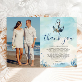 Chic Nautical Anchor Beach Modern Wedding Foto Dankeskarte