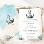Chic Nautical Anchor Beach Moderne Hochzeit Einladung<br><div class="desc">Personalisieren Sie diese schicke nautische Ankereinladung mit Ihren Hochzeitsdetails einfach und schnell,  drücken Sie einfach den Knopf Anpassen,  um den Stil und die Platzierung des Textes weiter zu ordnen und zu formatieren. Passende Artikel im Shop erhältlich! c) das Happy Cat Studio.</div>